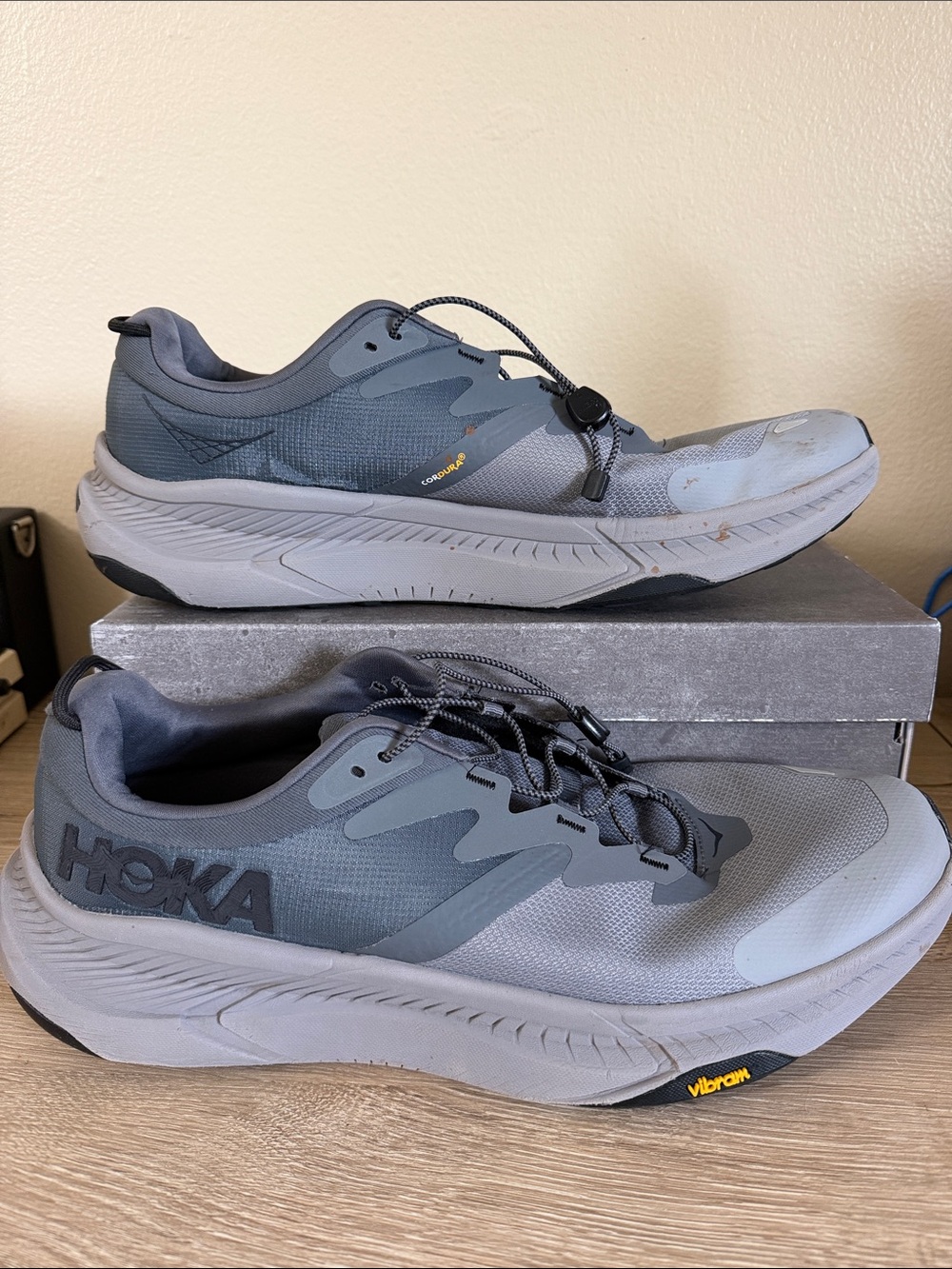 Hoka Gray Mesh Trail Running Sneakers